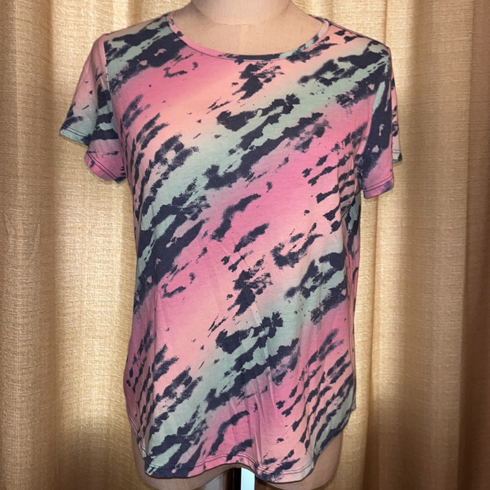 SO Girls 16 Plus Tie Dye Short Sleeve Shirt Blue Pink Purple